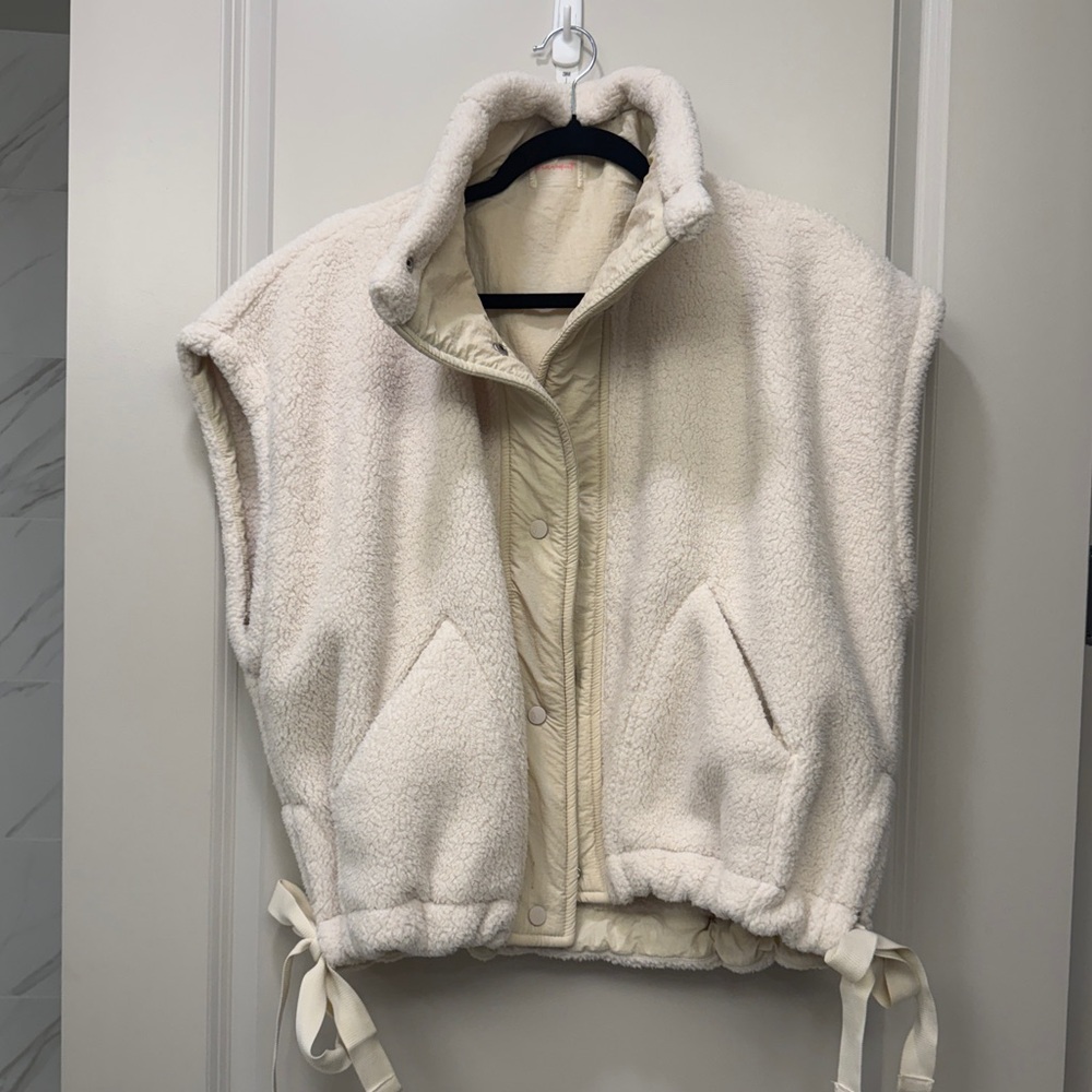Free People Cream Fleece Vest